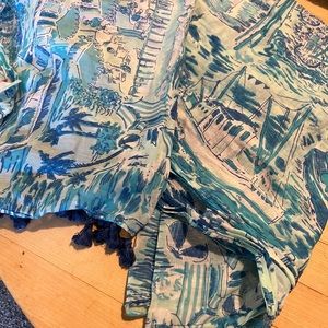 Lilly Pulitzer toile scarf with fringe